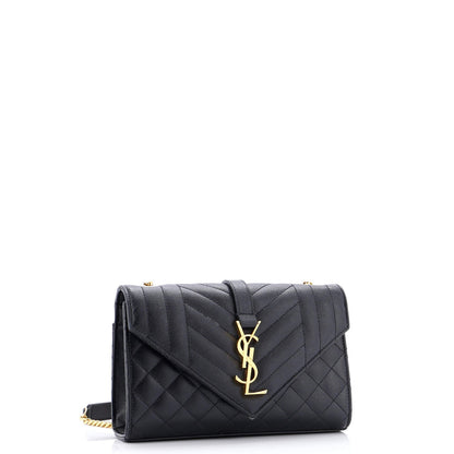 Saint Laurent Classic Monogram Envelope Satchel Mixed Matelasse Leather Small