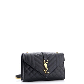 Saint Laurent Classic Monogram Envelope Satchel Mixed Matelasse Leather Small