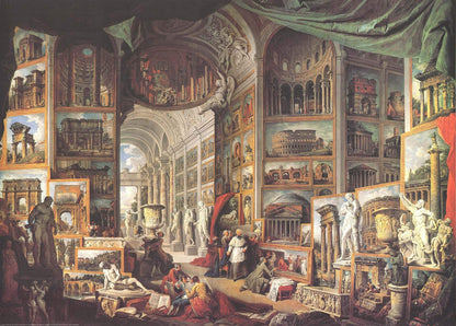 Paolo Pannini Galleria Con Vedute Di Roma Antica " Offset Lithograp