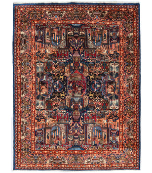 One-Of-A-Kind Semi-Antique Oriental Rug Navy Blue