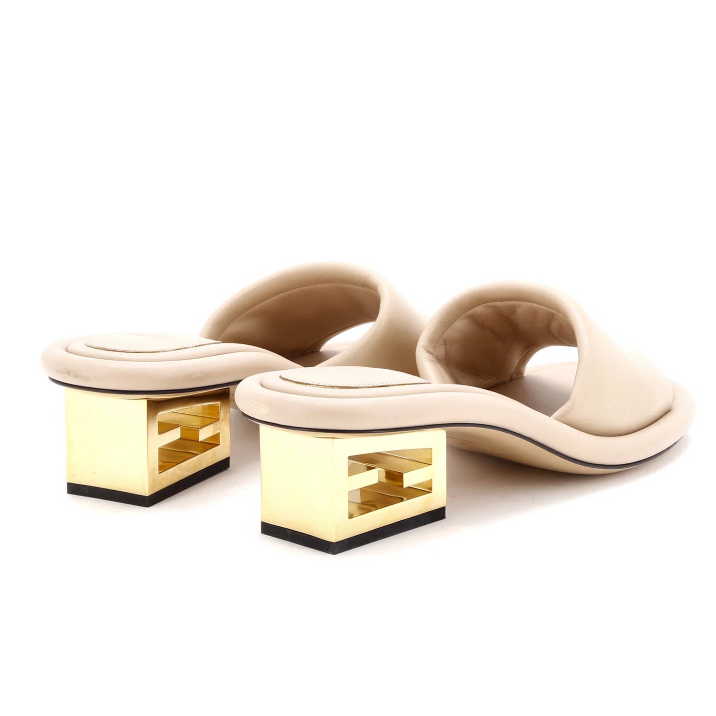 Fendi Women'S Baguette Heeled Slide Mules Leather