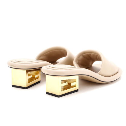 Fendi Women'S Baguette Heeled Slide Mules Leather