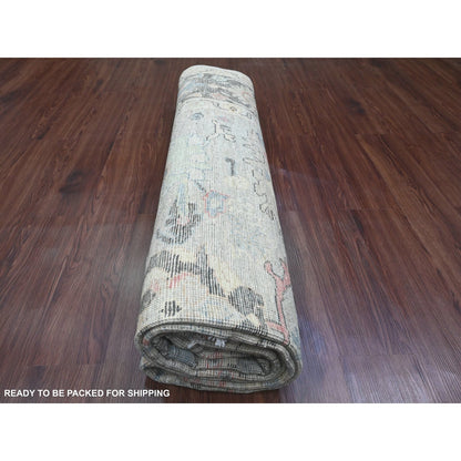 8'2"X9'8" Brown Afghan Angora Oushak Pure Wool Hand Knotted Oriental Rug