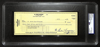 Ben Hogan Pga Champ Signed/Autographed 1993 Bank Check Psa/Dna 194543