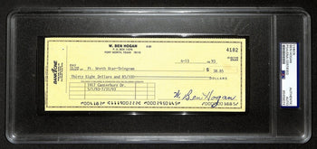 Ben Hogan Pga Champ Signed/Autographed 1993 Bank Check Psa/Dna 194543