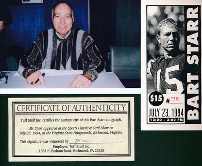 Bart Starr Hof Packers Signed/Inscr 1994 Goal