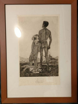 Framed Bruno Hroux VAE SOLIS No.4 Original Etching Nude Symbolist Art c.1900