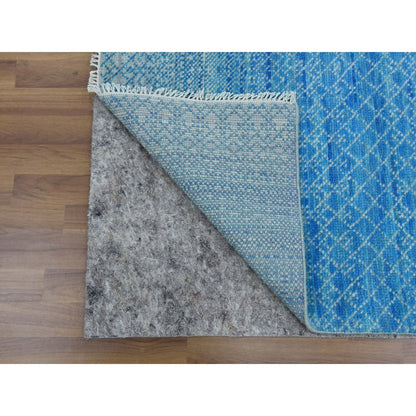 10'X14'3" Blue Pure Wool Hand Knotted Modern Chiaroscuro Collection Rug