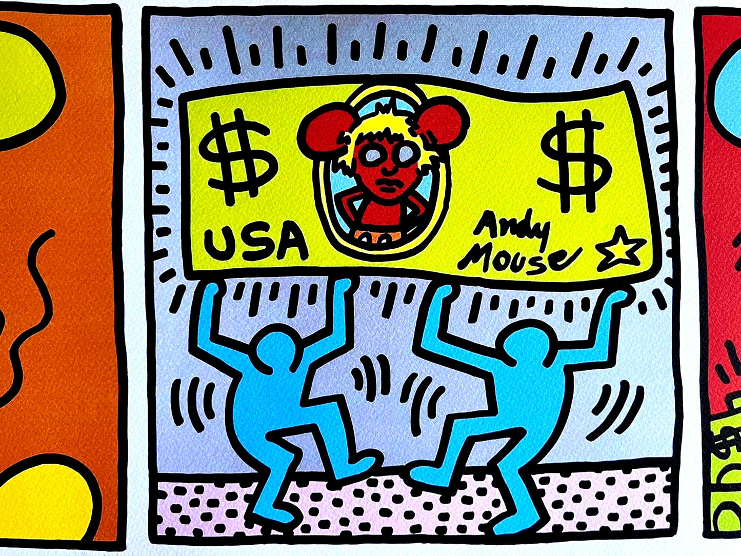 Keith-Haring Lithograph From An Painting - Coa Signed Pen - Numbered A Hand