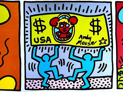 Keith-Haring Lithograph From An Painting - Coa Signed Pen - Numbered A Hand