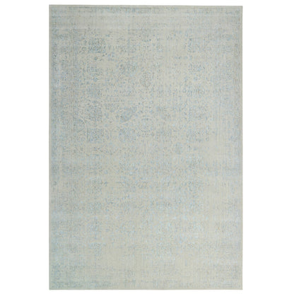 12'X17'10" Gray Jacquard Hand Loomed Tebraz Wool And Silk Oversized Rug