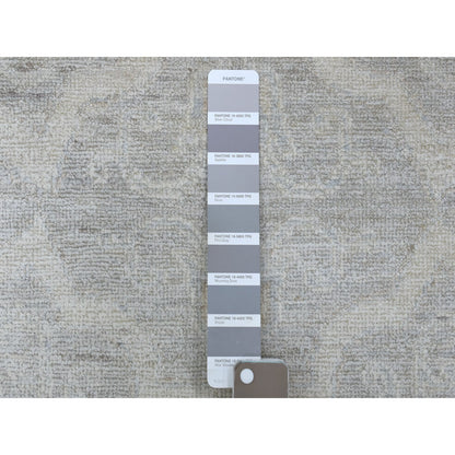8'x9'9" Ivory White Wash Peshawar Natural Wool Hand Knotted Oriental Rug
