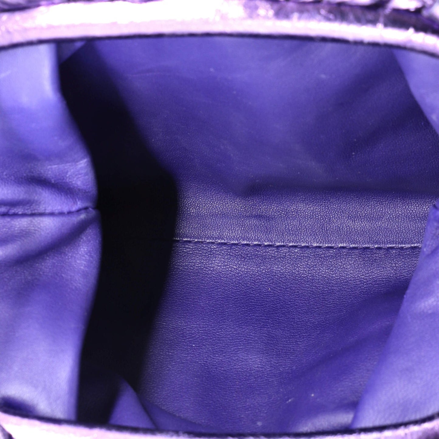 Bottega Veneta The Pouch Crinkled Metallic Leather Mini