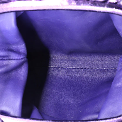 Bottega Veneta The Pouch Crinkled Metallic Leather Mini