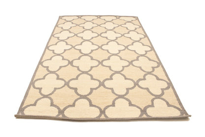 Cream Beige Trellis Style Rug Hand-Tufted Modern