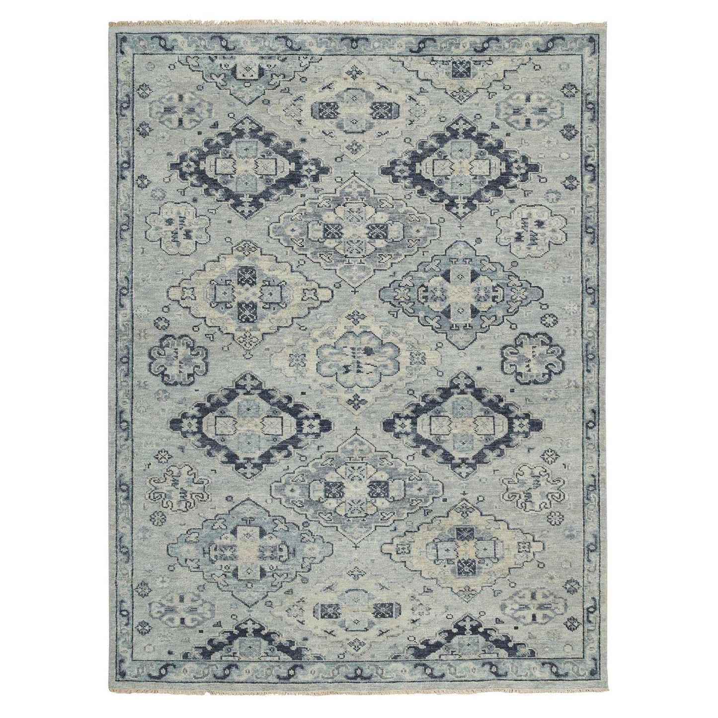 8'10"X12' Silver Gray Extra Soft Wool Hand Knotted Anatolian Design Rug