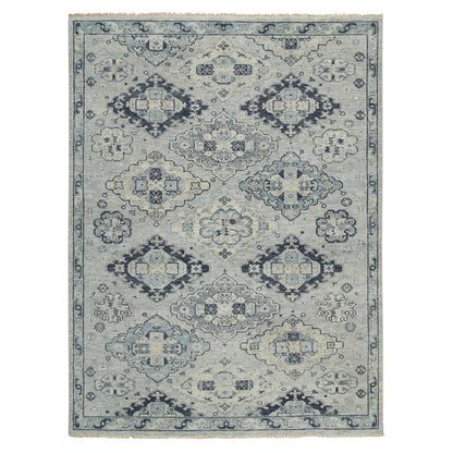8'10"X12' Silver Gray Extra Soft Wool Hand Knotted Anatolian Design Rug