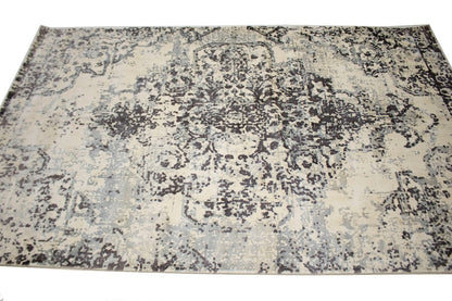 Distressed Brown & Cream Floral 5X8 Muted