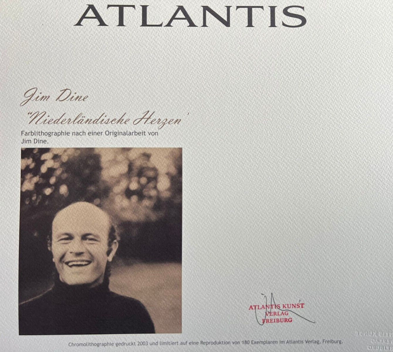 Jim Dine Lithograph Coa Signed Numbered 180 Ex