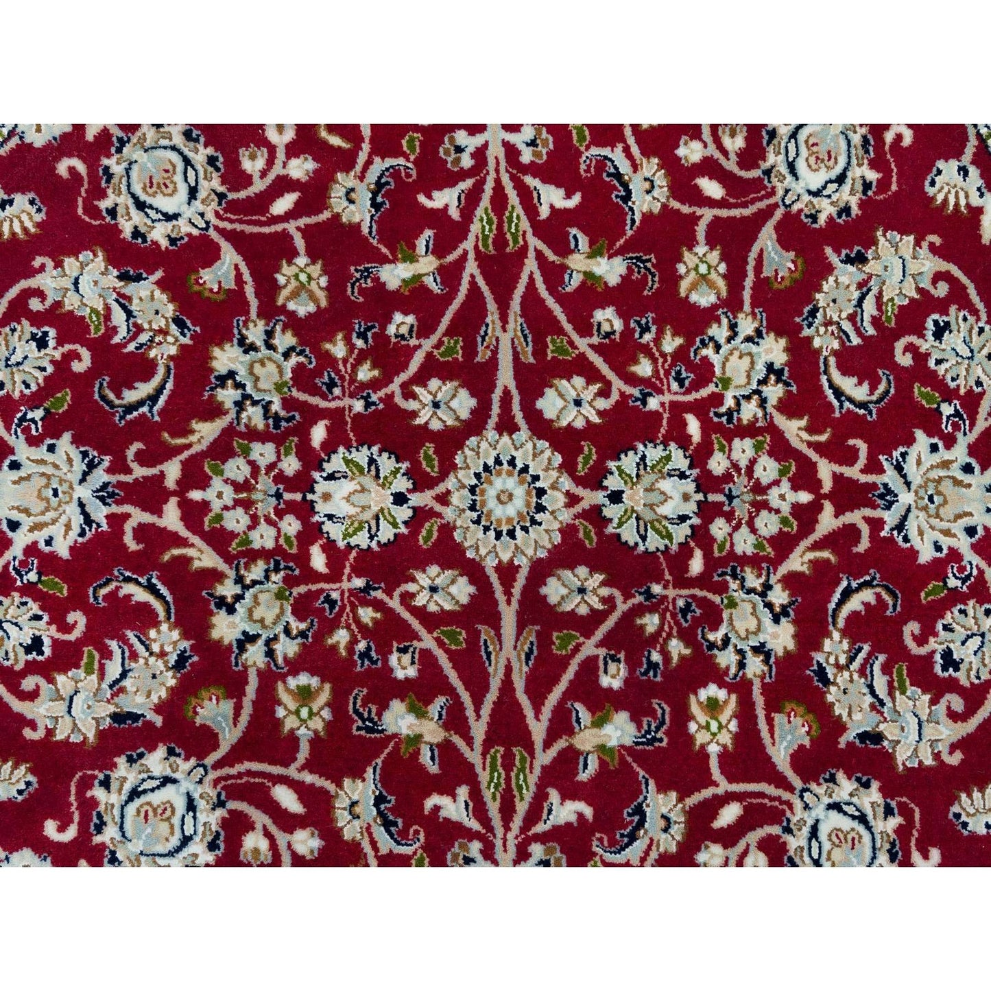 4'10"X4'10" Red Nain Design 250 Kpsi Soft Wool Hand Knotted Round Rug