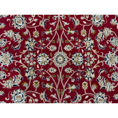 4'10"X4'10" Red Nain Design 250 Kpsi Soft Wool Hand Knotted Round Rug