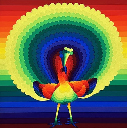 Ay-O (??) "Peacock I" 1976 Signed Silkscreen Rainbow Art 5/200 Fluxus Japan