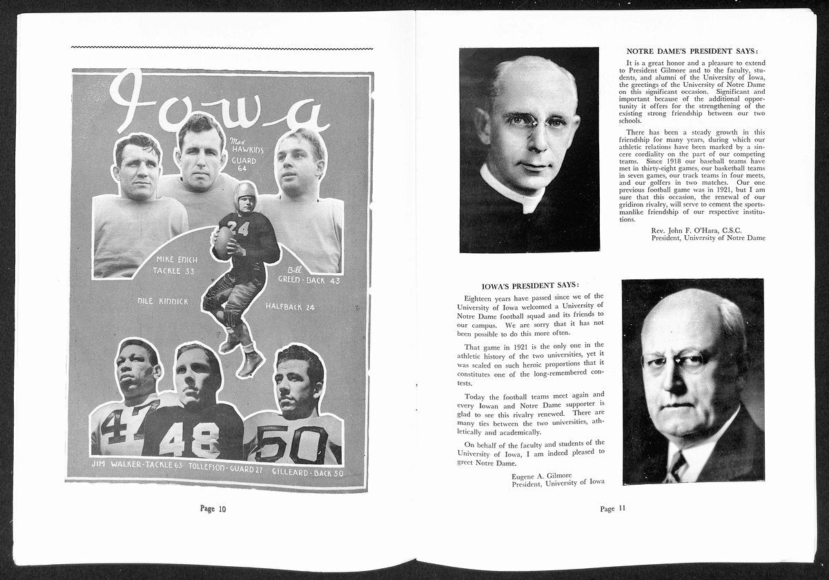 1939 Iowa Vs Notre Dame Vintage College Football