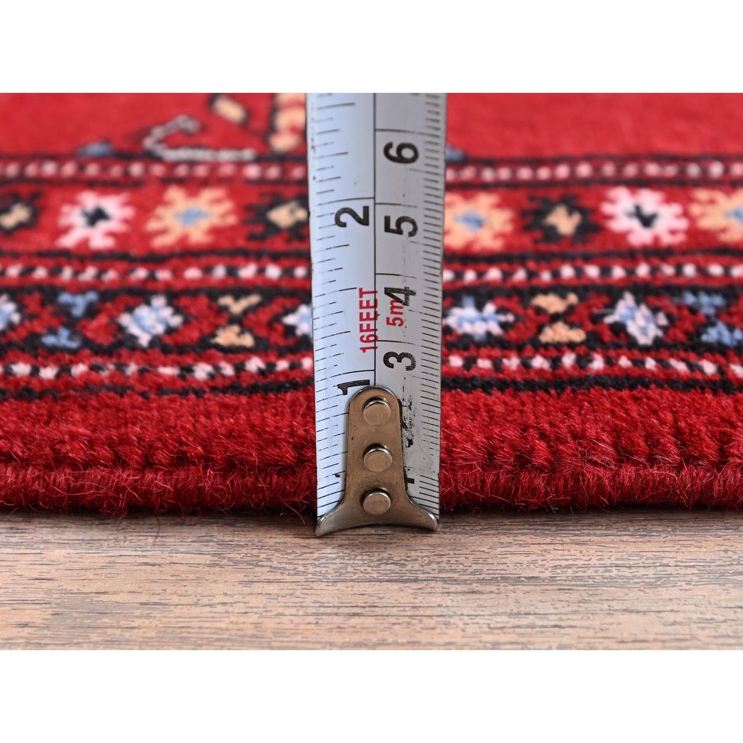 2'1"X6' Red Princess Bokara Soft Wool Hand Knotted Narrow Runner Rug