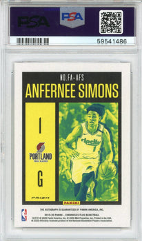 Anfernee Simons Autographed 2019 Panini Chronicles Flux Red Rookie Card #Faafs (