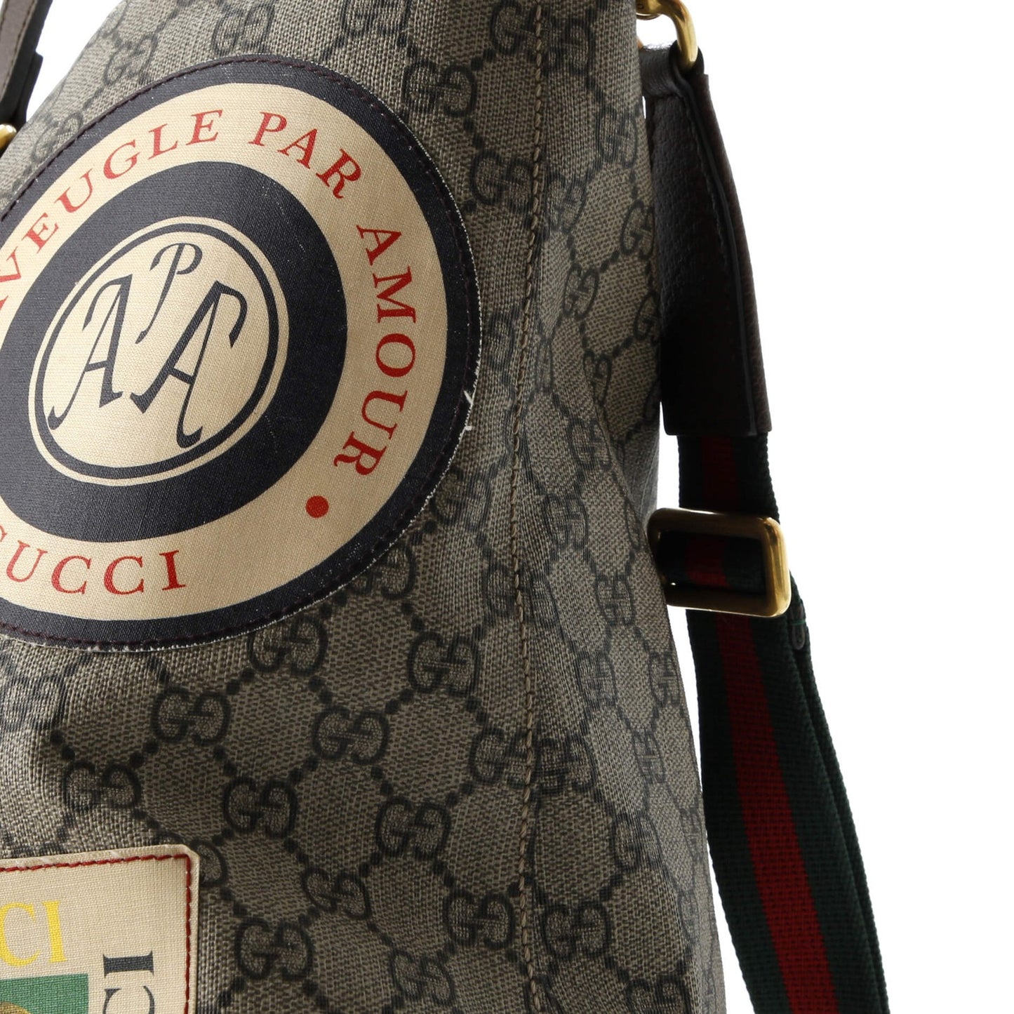 Gucci Courrier Convertible Soft Open Tote Gg Coated Canvas With Applique Large