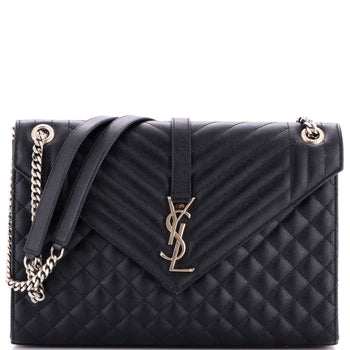Large Saint Laurent Classic Monogram Envelope Satchel Mixed Matelasse Leather