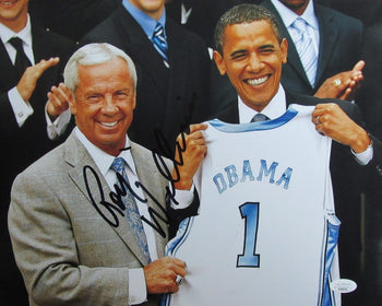 Roy Williams Autographed 11X14 Photo With President Obama North Carolina Jsa