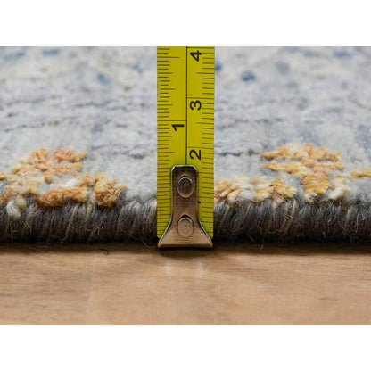 8'X10' Misty Gray Jewelry Design Wool With Textured Silk Hand Knotted Rug