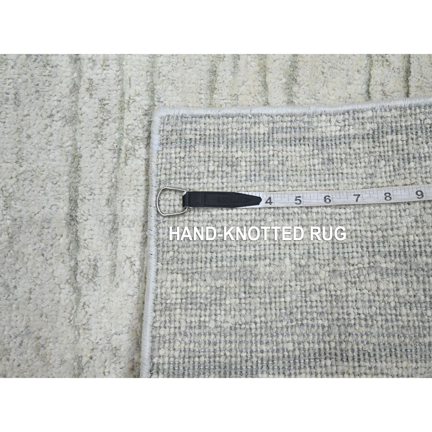 2'X3' Pearl White Modern Wavy Design Hand Knotted All Silk Sample Mat Rug