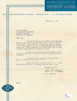Bo Mcmillin Lions/Eagles Signed Tls Detroit Lions