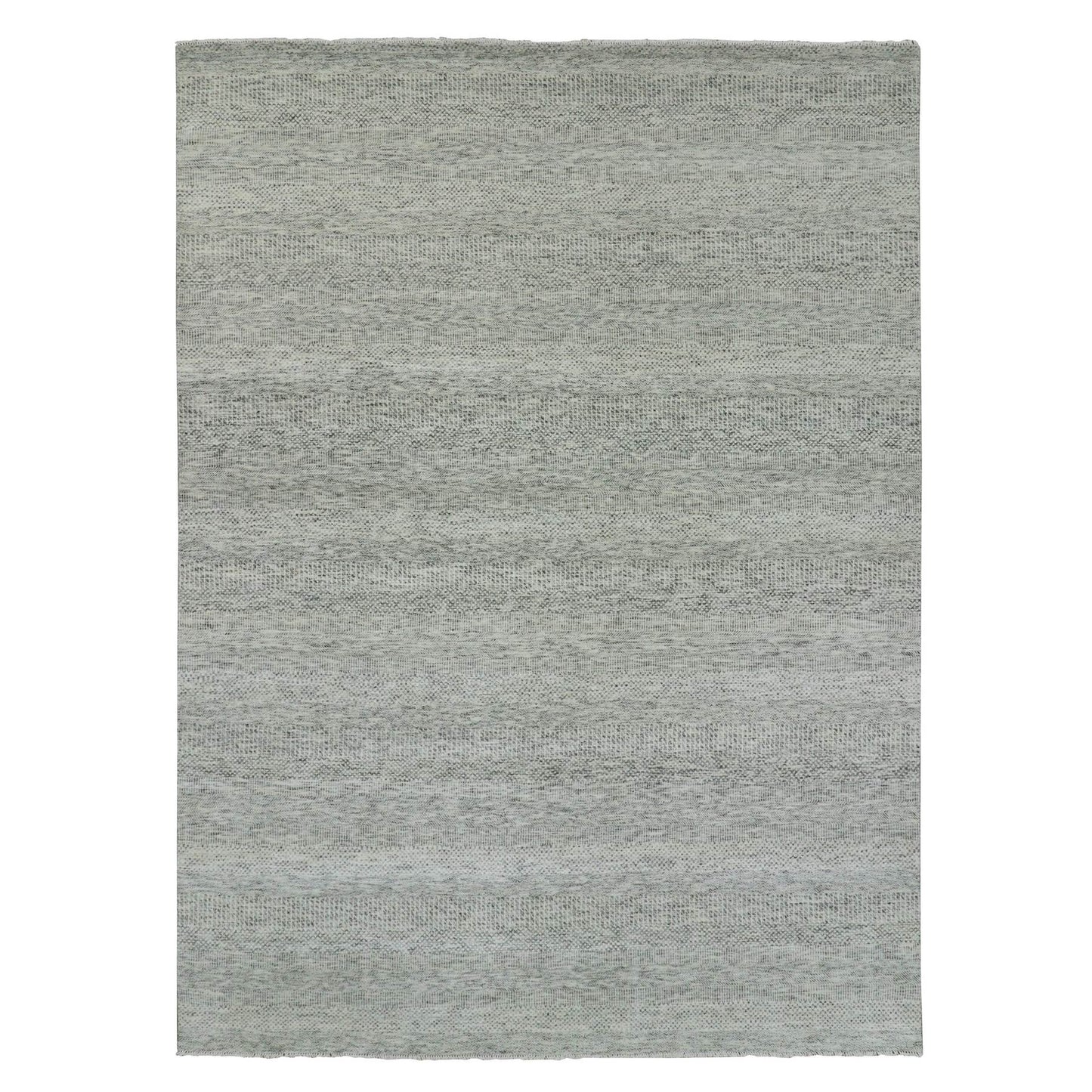9'X12'4" Laid Back Gray Grass Undyed Wool Hand Knotted Oriental Rug