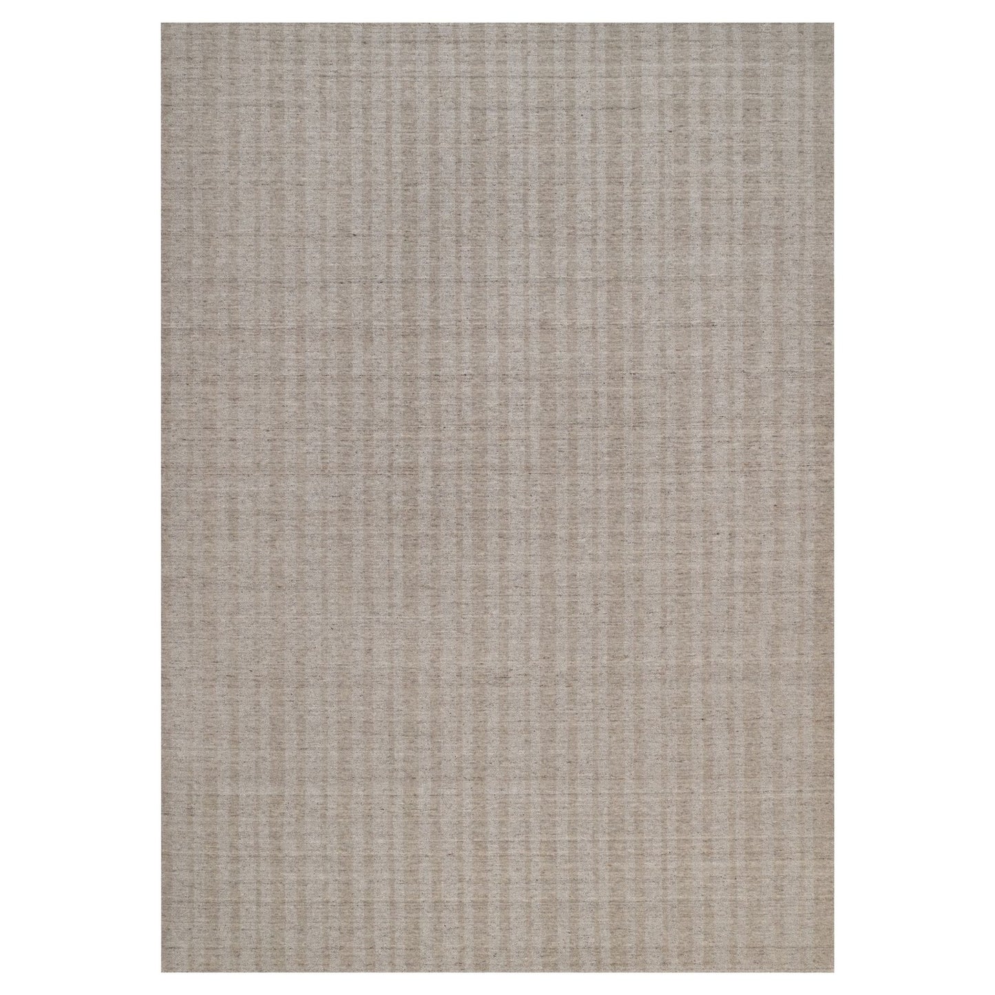 10'X14' Light Brown Vertical Stripes Design Hand Loomed Natural Wool Rug