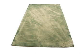 Olive Green Hand-Tufted Abstract Tie-Dye Design