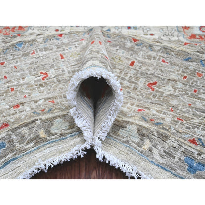 10'X14'1" Gray 14Th Century Mamluk Dynasty Pattern Wool Hand Knotted Rug