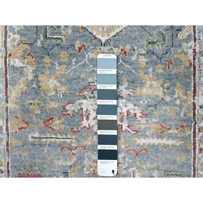 2'X3' Blue Wool Broken And Erased Zoroastrian Heris Hand Knotted Mat Rug
