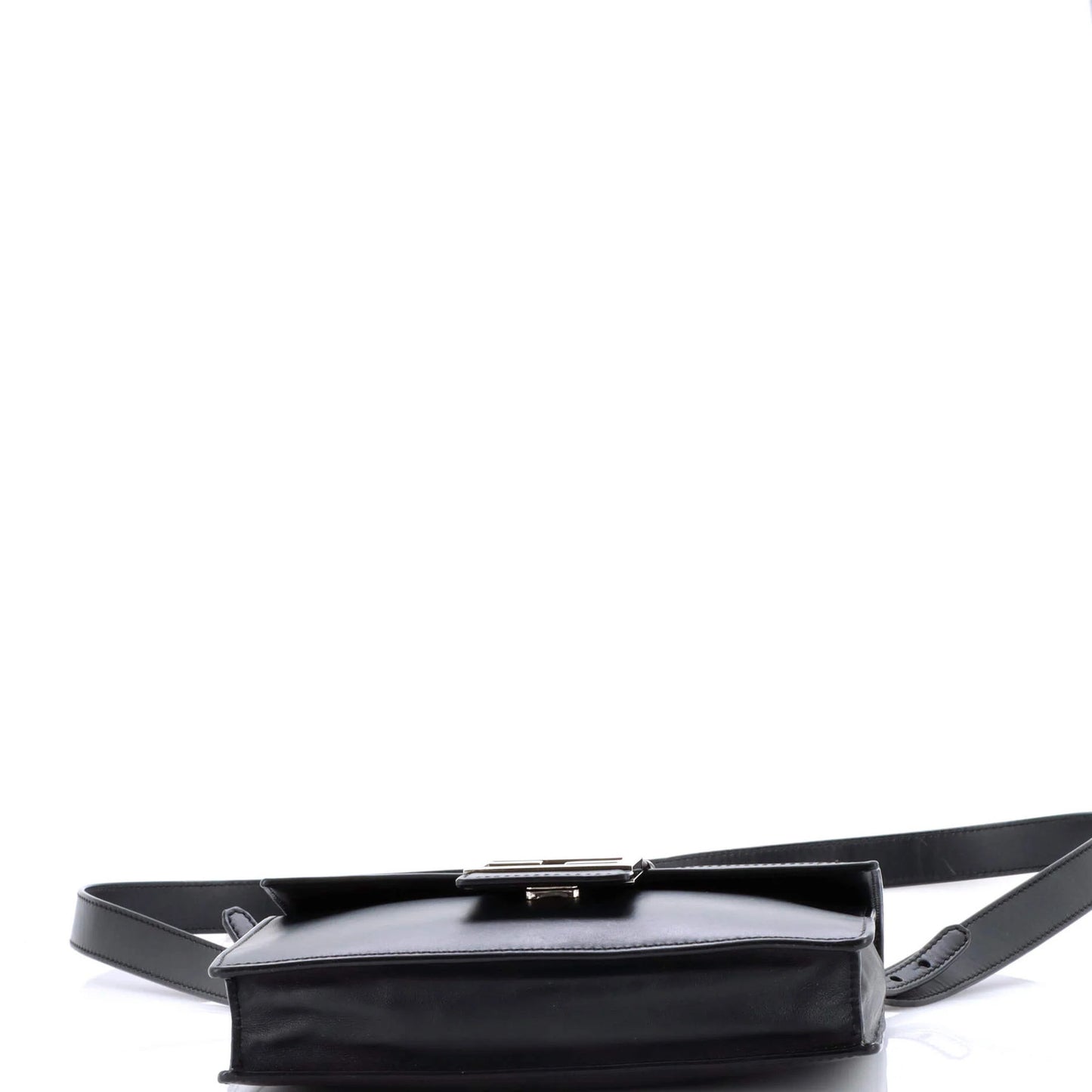 Fendi Flat Baguette Crossbody Bag Leather With Zucca Jacquard Medium