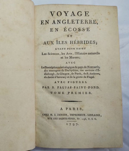 1797 Voyage En Angleterre Ecosse Et Aux Iles Hebrides 1St Edition 2 Vols Rare