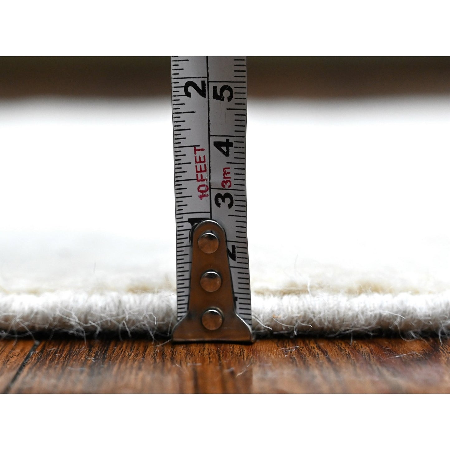 2'1"X3' Pearl White Hand Knotted Single Color Modern Peshawar Wool Rug