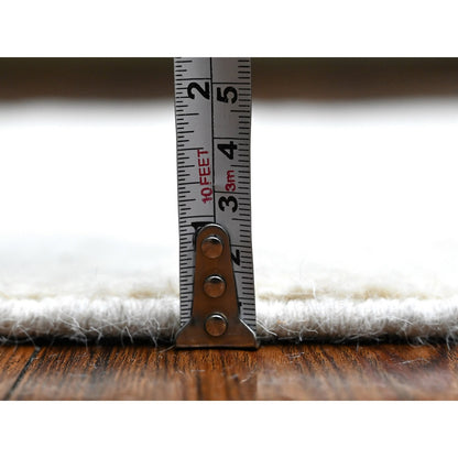 2'1"X3' Pearl White Hand Knotted Single Color Modern Peshawar Wool Rug