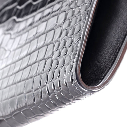 Saint Laurent Uptown Chain Wallet Crocodile Embossed Leather