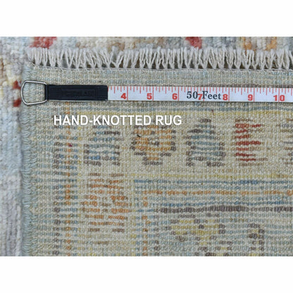 6'2"X9'5" Blue Afghan Angora Oushak Hand Knotted Pure Wool Oriental Rug