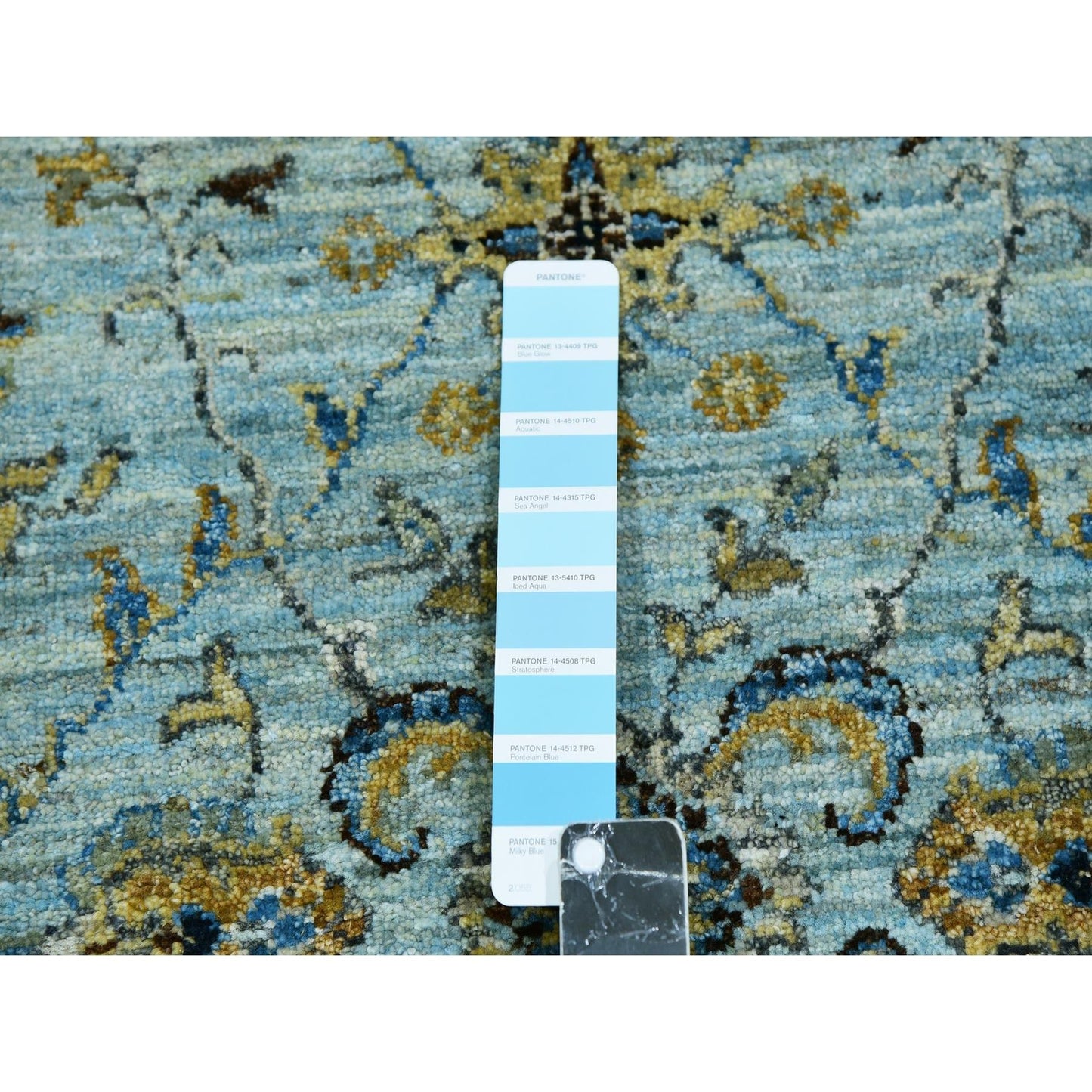 2'8"x29'10" Blue Wool Shah Abbas Floral Design Hand Knotted XL Runner Rug