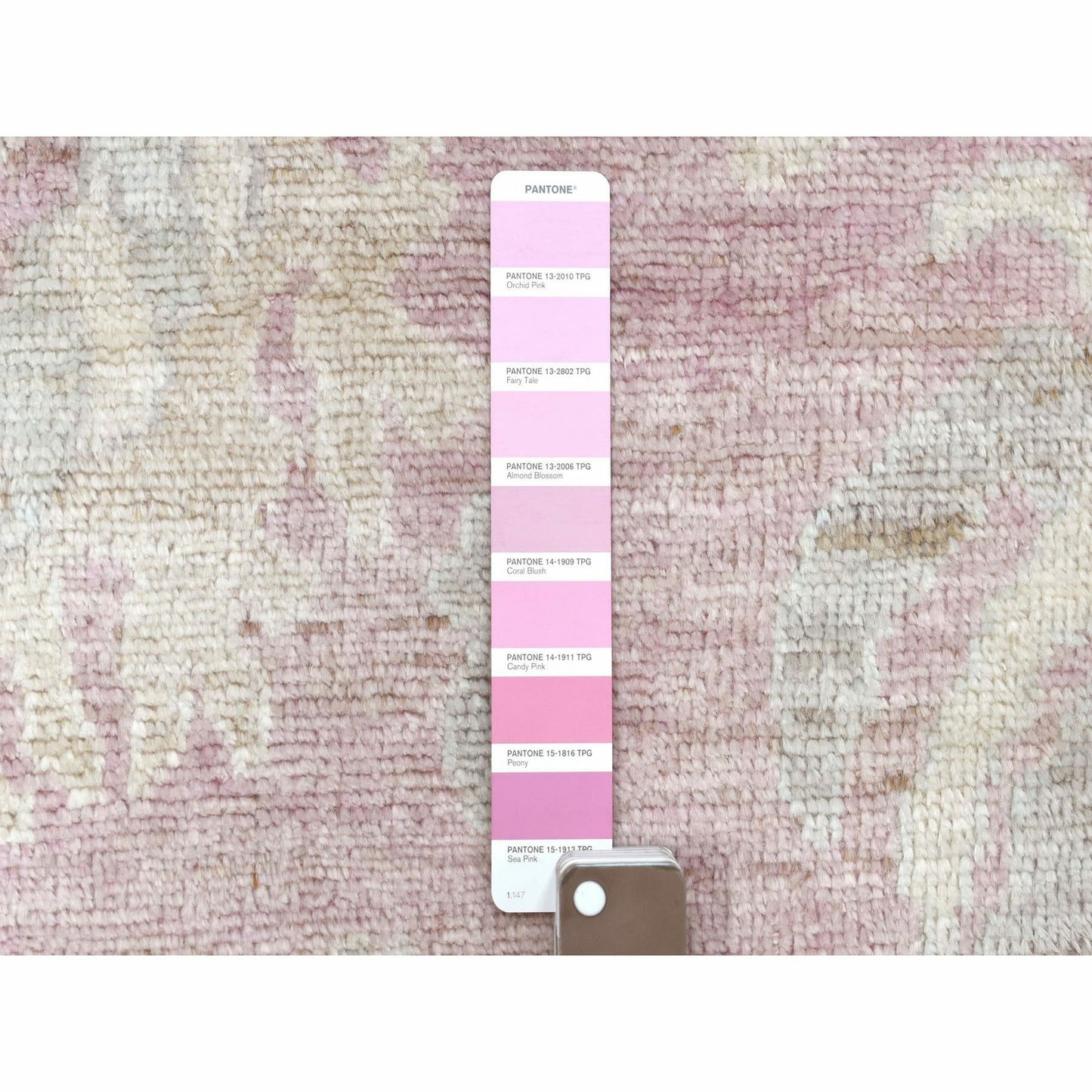 6'1"X8'8" Soft Wool Hand Knotted Coral Pink Angora Oushak Oriental Rug