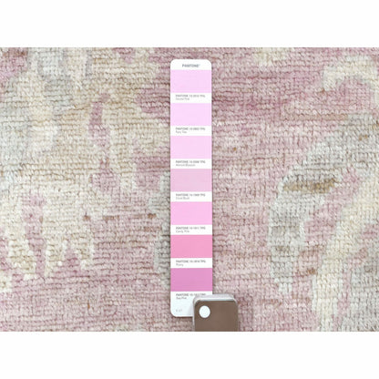 6'1"X8'8" Soft Wool Hand Knotted Coral Pink Angora Oushak Oriental Rug