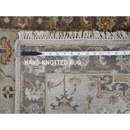 2'7"X10' Goose Gray Karjihooz Design Pure Wool Hand Knotted Runner Rug